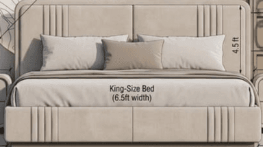A modern upholstered platform bed featuring a tall headboard and low-profile frame, both adorned with vertical channel tufting. The bed is presented with neutral bedding, including pillows and a throw blanket. — 3D model