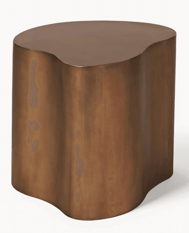 A bronze-toned metal accent table featuring an organic, undulating silhouette. — 3D model