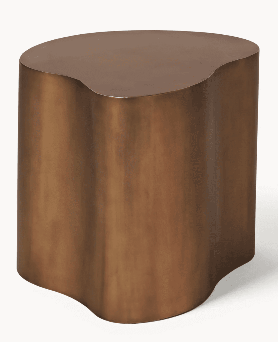 A bronze-toned metal accent table featuring an organic, undulating silhouette. — 3D model