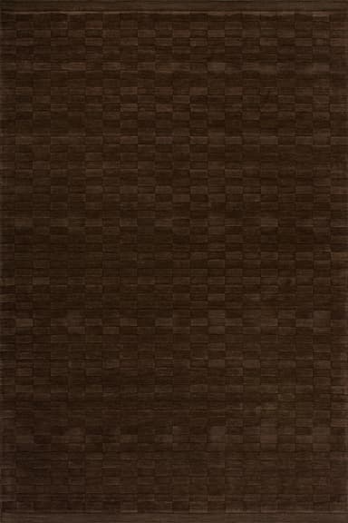 A dark brown, rectangular rug with a subtle textured pattern. The pattern appears to be a grid of small, raised squares or diamonds, creating a tactile surface. The rug is shown from an isometric perspective, with its edges clearly defined. — 3D model