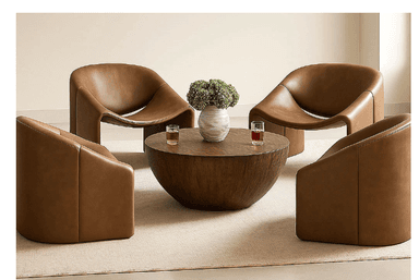 A contemporary half-sphere side table made from solid wood with a visible grain. — 3D model