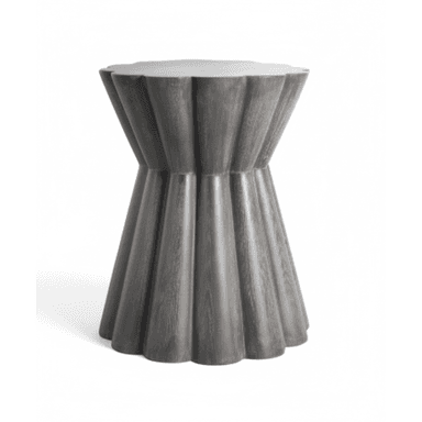 A small, dark-toned fluted wooden table with an hourglass silhouette, suitable for use as an accent or side table. — 3D model (AI enhanced source)
