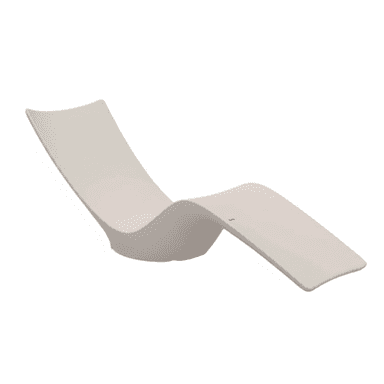 A contemporary chaise lounge featuring a single, continuous, and ergonomic S-shaped form, likely constructed from a molded composite material in a light neutral color. — 3D model (AI enhanced source)
