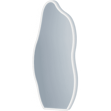 An asymmetrical wall mirror with an organic, free-form silhouette and frameless design. — 3D model (AI enhanced source)