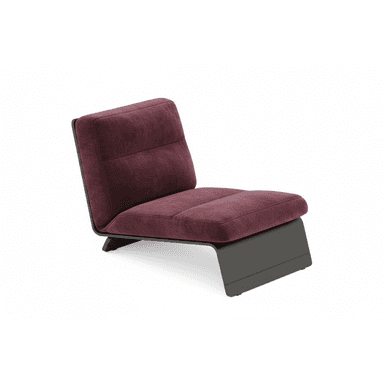 A modern armless lounge chair with a deep plum upholstered seat and back on a dark metal cantilevered frame, designed for contemporary spaces. — 3D model (AI enhanced source)