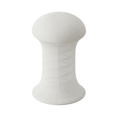 A contemporary white mushroom-shaped stool with a textured, domed seat and a translucent, fluted, hourglass-shaped base. — 3D model (AI enhanced source)