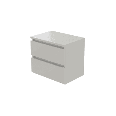 A light gray, modern nightstand featuring two drawers with integrated, handleless pulls, presenting a minimalist aesthetic suitable for contemporary bedroom settings. — 3D model (AI enhanced source)