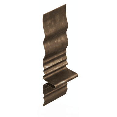 A highly sculptural chair crafted from a single sheet of patinated bronze or a similar metal, featuring an organic, undulating form that creates both the backrest and a cantilevered seat. — 3D model (AI enhanced source)