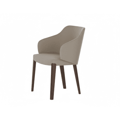 A contemporary upholstered armchair with a curved back and integrated armrests, supported by tapered wooden legs. — 3D model (AI enhanced source)