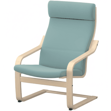 A modern high-back lounge chair featuring a light-toned bentwood frame and light blue fabric upholstery on the seat, backrest, and integrated headrest. The chair has open armrests and a sled-style base. — 3D model (AI enhanced source)