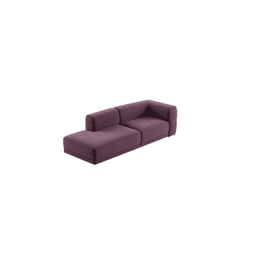 A contemporary modular sectional sofa featuring two interconnected units, one of which forms a chaise lounge, upholstered in a textured plum-colored fabric with a low-profile design. — 3D model (AI enhanced source)