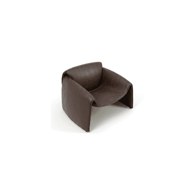 A contemporary lounge chair with a continuous, sculptural form, upholstered in dark brown leather. — 3D model (AI enhanced source)