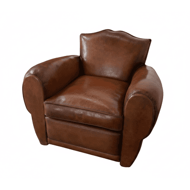 A classic club armchair upholstered in rich, aged brown leather, featuring rolled armrests and a subtly sculpted backrest. — 3D model (AI enhanced source)