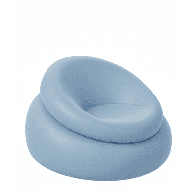 A light blue, rounded lounge chair with an integrated seat and backrest, featuring an organic, sculptural form. — 3D model (AI enhanced source)
