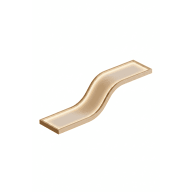 An S-shaped wall-mounted shelf featuring a light-toned wooden frame and an integrated, diffused LED light panel running along its entire length. The illumination emanates from the recessed surface, providing ambient light. The shelf has a minimalist and contemporary aesthetic. — 3D model (AI enhanced source)