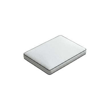 A light gray rectangular cushion with rounded corners and contrasting black piping along its edges, presented against a white background. — 3D model (AI enhanced source)