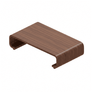 A minimalist, rectangular monitor stand crafted from bent plywood with a dark wood veneer finish, featuring smoothly rounded edges and a low-profile design. — 3D model (AI enhanced source)