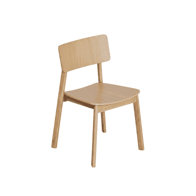 A minimalist dining chair crafted from light-toned natural wood, featuring a simple, clean-lined design with a gently curved seat and backrest. — 3D model (AI enhanced source)