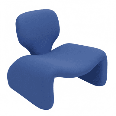 An armless lounge chair featuring a distinctive organic and sculptural form, entirely upholstered in a vibrant blue textured fabric. The chair's design is characterized by its continuous, fluid lines that seamlessly integrate the seat, backrest, and base, creating a modern and comfortable seating experience. — 3D model (AI enhanced source)
