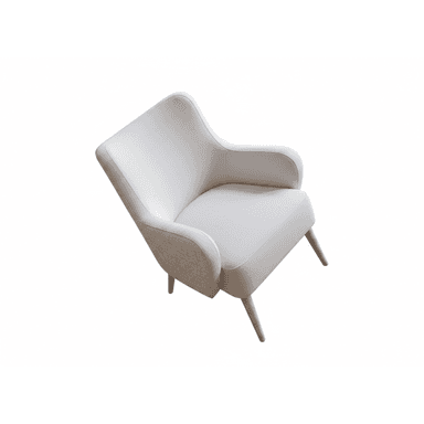 A modern upholstered lounge chair with a light-colored body, contrasting side panels, and tapered wooden legs, designed for comfort and style. — 3D model (AI enhanced source)