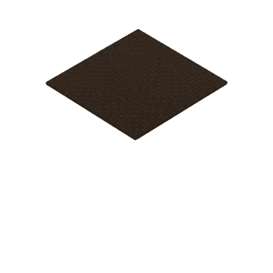 A dark brown, rectangular rug with a subtle textured pattern. The pattern appears to be a grid of small, raised squares or diamonds, creating a tactile surface. The rug is shown from an isometric perspective, with its edges clearly defined. — 3D model (AI enhanced source)