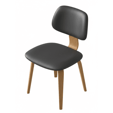 A modern dining chair featuring a curved bentwood frame and upholstered seat and backrest. The chair has four splayed, tapered wooden legs. — 3D model (AI enhanced source)