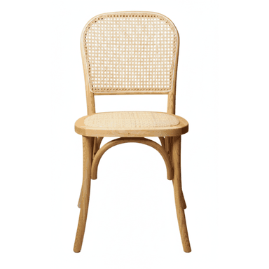 A light wood bentwood chair featuring a cane backrest and seat, designed in a classic bistro style. — 3D model (AI enhanced source)