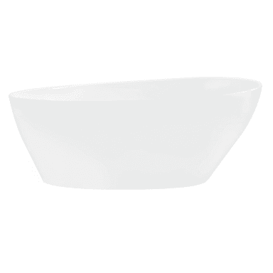 A freestanding bathtub with a modern, minimalist design. The tub has a smooth, seamless exterior with gently sloping sides that converge towards the base. The interior features a smooth, curved surface optimized for comfort. The overall form is organic and sculptural. — 3D model (AI enhanced source)