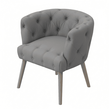 A tufted armchair with a curved back and integrated arms, supported by four tapered wooden legs. The upholstery features diamond-pattern button tufting across the seat, back, and armrests. — 3D model (AI enhanced source)
