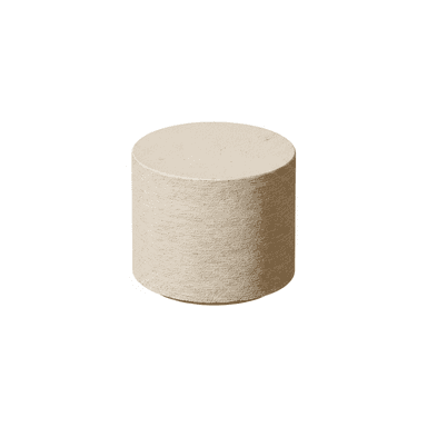 A light beige, cylindrical object with a flat top, featuring a distinctively textured surface that suggests a composite or concrete-like material. It is uniform in diameter from top to bottom. — 3D model (AI enhanced source)