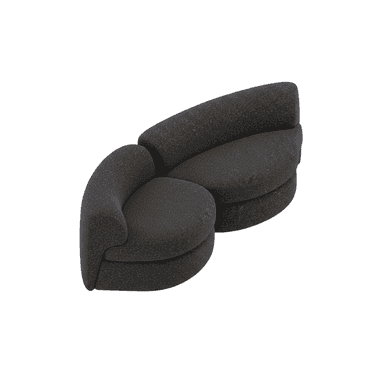 A dark grey, upholstered, curved modular sofa piece with an organic, contemporary design. — 3D model (AI enhanced source)