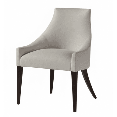 A contemporary armchair with a high, gently curved backrest that flows into the armrests. The seat is padded and upholstered. It features four tapered legs, two in the front and two angled in the back, supporting the frame. — 3D model (AI enhanced source)