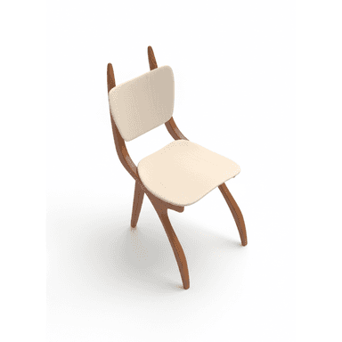 A modern dining chair featuring a gracefully curved bentwood frame in a medium wood tone, complemented by a light-colored, contoured plywood seat and backrest. — 3D model (AI enhanced source)