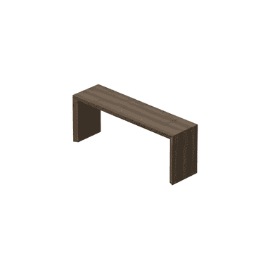 A minimalist bench with a dark brown wood finish, designed in a simple U-shape with thick, clean lines. — 3D model (AI enhanced source)