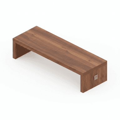A minimalist, solid walnut monitor stand designed to elevate a display screen, featuring a simple U-shaped form. — 3D model (AI enhanced source)