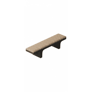 A minimalist upholstered bench featuring a rectangular seating surface with three distinct cushioned segments, supported by a dark, solid base with a subtle flared design at each end. — 3D model (AI enhanced source)
