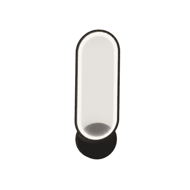 A modern wall-mounted LED light fixture with an elongated, rounded rectangular white diffuser set into a dark, possibly black, frame and base. It emits light both upwards and downwards, creating an ambient glow. — 3D model (AI enhanced source)
