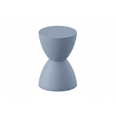 A light blue, hourglass-shaped accent stool made from molded plastic, featuring a smooth, matte finish and a minimalist design. It can function as seating or a small side table. — 3D model (AI enhanced source)