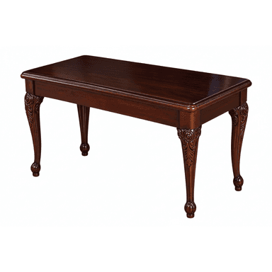 A rectangular dark brown wood coffee table with ornate carved legs and a polished finish, designed in a traditional style. — 3D model (AI enhanced source)