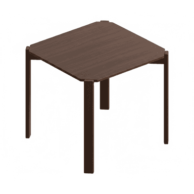 A small, contemporary accent table crafted from dark wood or wood-look material, featuring a unique octagonal tabletop created by cutting the corners of a square. The table stands on four sturdy, straight rectangular legs that seamlessly integrate with the underside of the tabletop. — 3D model (AI enhanced source)