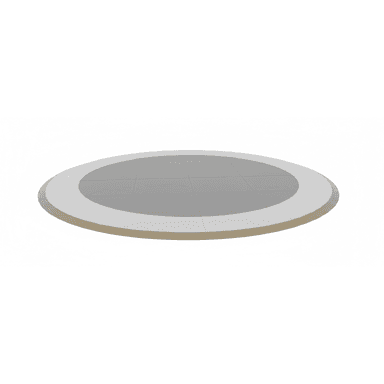 A circular display platform featuring a flat, grey, tiled central surface surrounded by a slightly raised, light beige or off-white outer rim. The platform appears to be rendered in a minimalist style, elevated slightly from the ground. — 3D model (AI enhanced source)