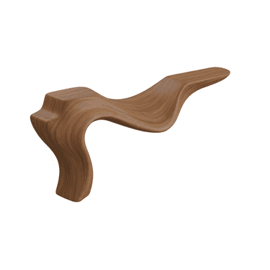A modern, sculptural chaise lounge made from a single piece of wood, featuring a highly ergonomic and organic wave-like form. — 3D model (AI enhanced source)