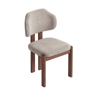 An armless chair featuring a solid wood frame with a rectangular upholstered seat and a separate, curved upholstered backrest. The chair has a minimalist and contemporary design. — 3D model (AI enhanced source)