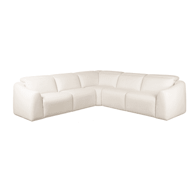 An off-white, L-shaped modular sectional sofa featuring multiple upholstered sections that connect to form a cohesive seating arrangement. The sofa has a low profile, deep seating cushions, and gently curved armrests at its ends. Its design emphasizes soft lines and a contemporary aesthetic, upholstered in a textured fabric. — 3D model (AI enhanced source)