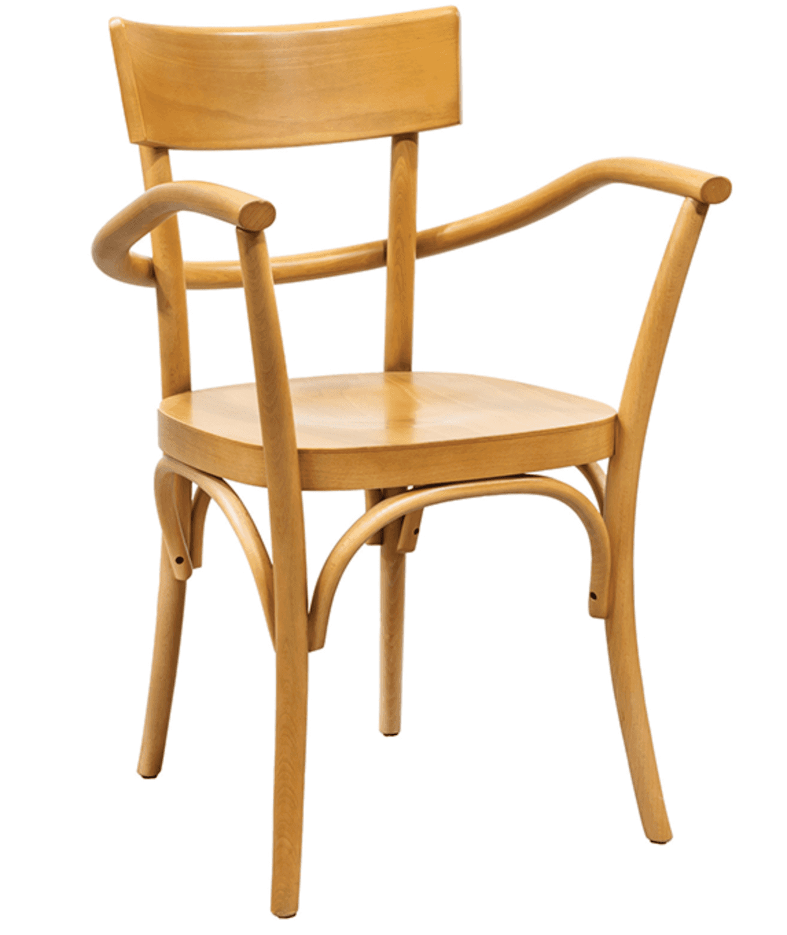 A bentwood armchair with a curved backrest, a circular seat, and curved armrests supported by bentwo… — 3D model