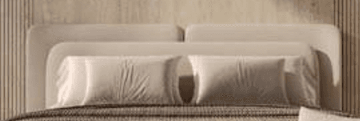 A light-colored, upholstered panel headboard featuring a clean, minimalist design. The headboard consists of multiple padded sections, with one prominent section detailed with horizontal fluting or ribbed texture, providing a subtle visual interest. Its neutral tone and contemporary form suggest it would complement various modern bedroom aesthetics. — 3D model