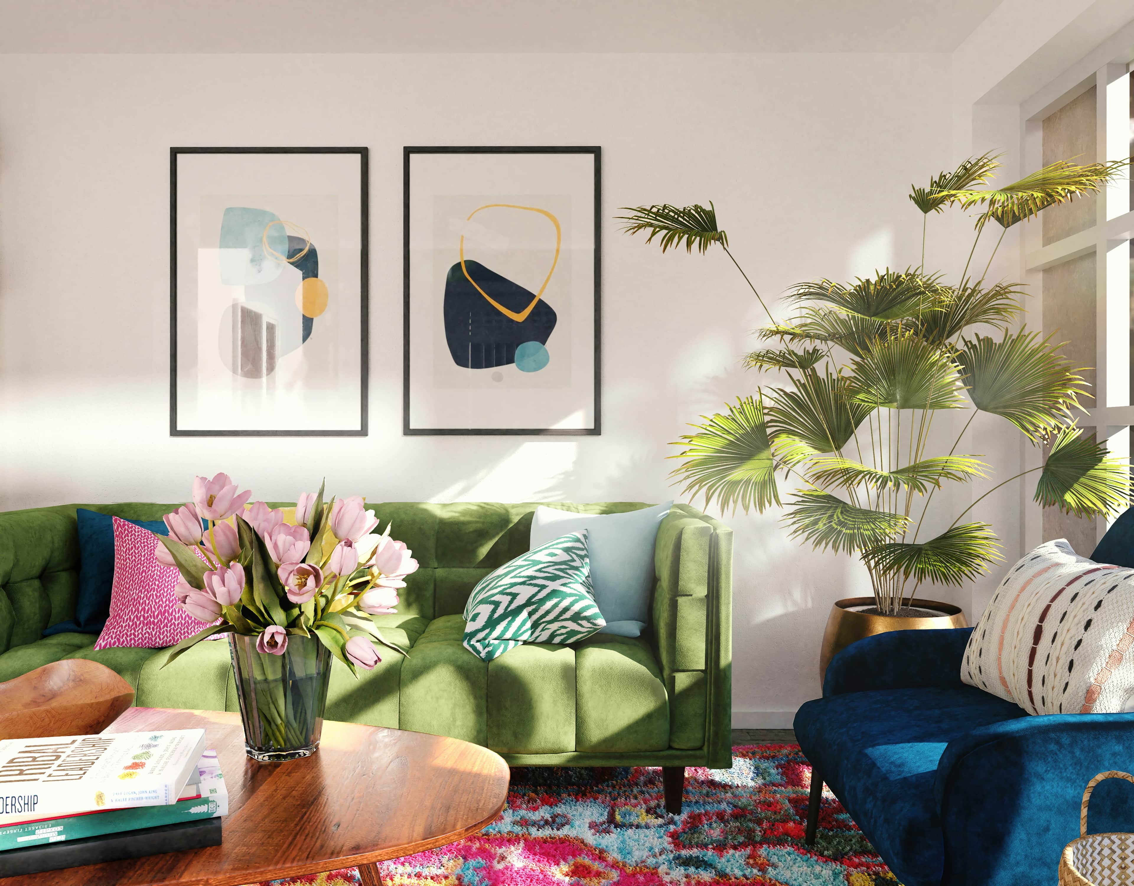 A modern green velvet sofa featuring channel tufting, straight track arms, and tapered wooden legs,… — 3D model