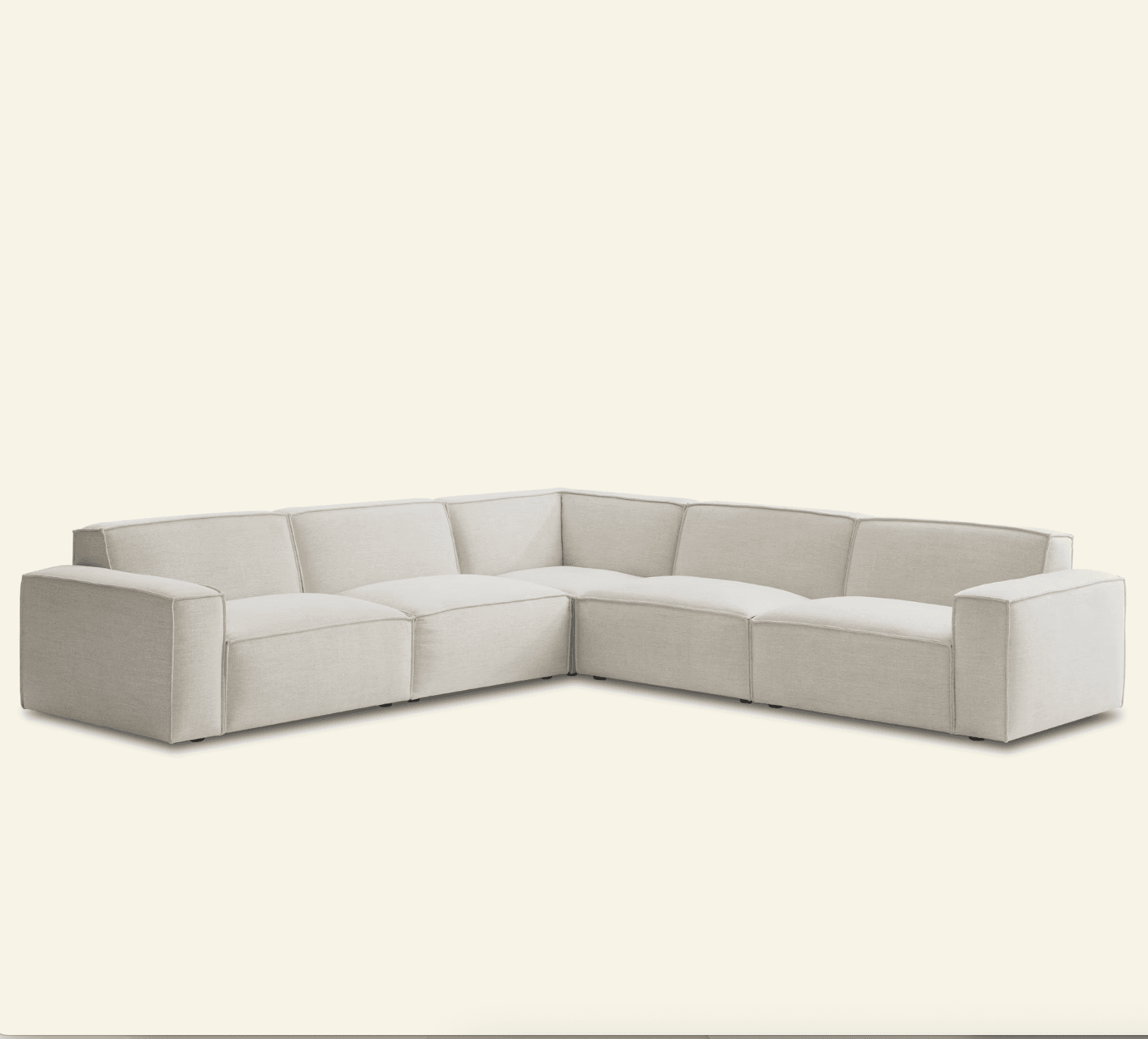 An L-shaped modular sectional sofa featuring multiple upholstered sections, including two end pieces… — 3D model