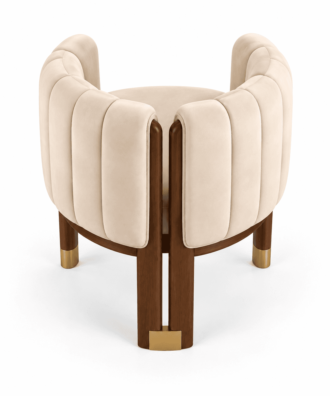 An elegant contemporary accent chair featuring a deeply channel-tufted, curved backrest and integrat… — 3D model