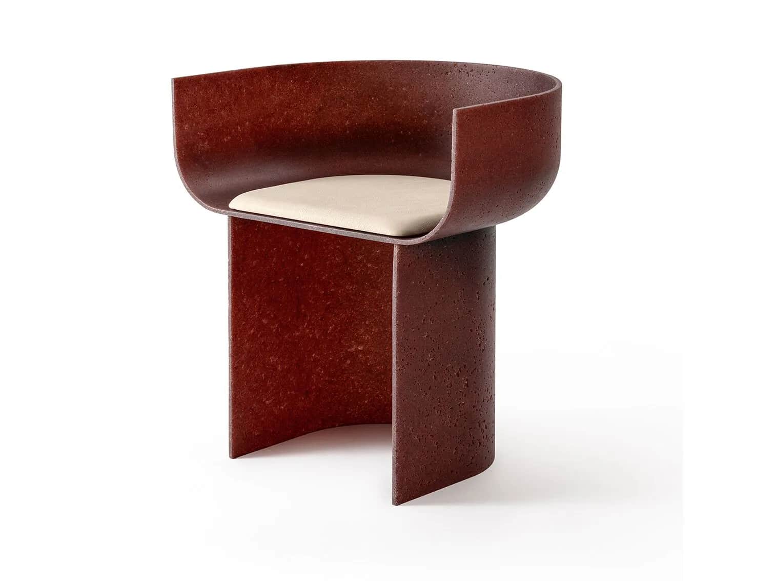 A modern sculptural accent chair featuring a distinctive curved backrest and integrated arms, crafte… — 3D model